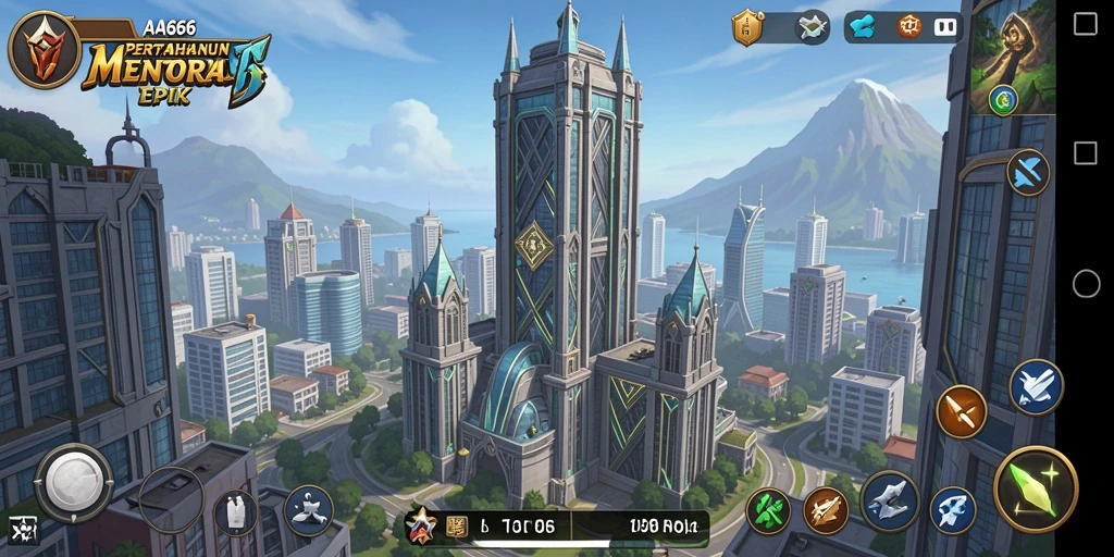 Tangkapan layar utama AA666 menunjukkan aksi seru Tower Defense.