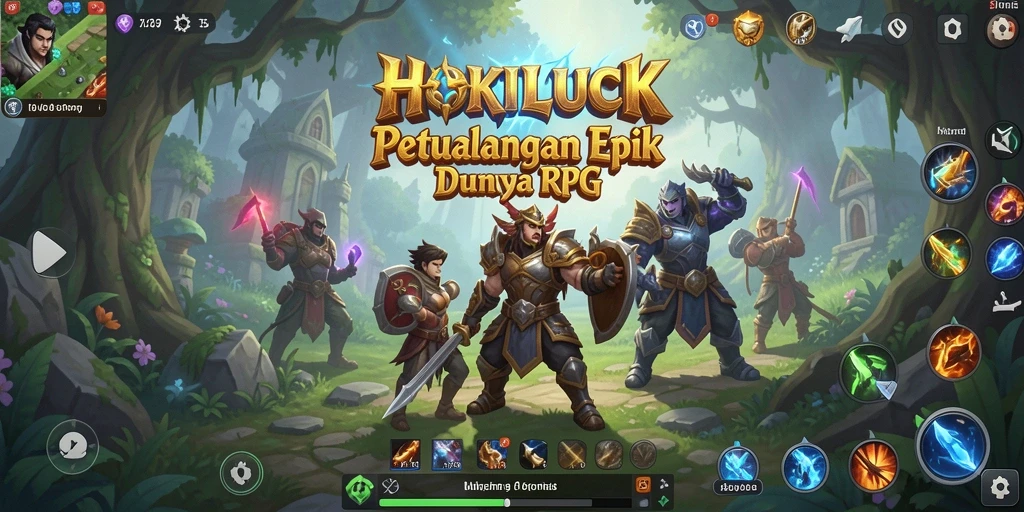 Screenshot dari gameplay HOKILUCK yang menunjukkan aksi pertarungan RPG yang intens.