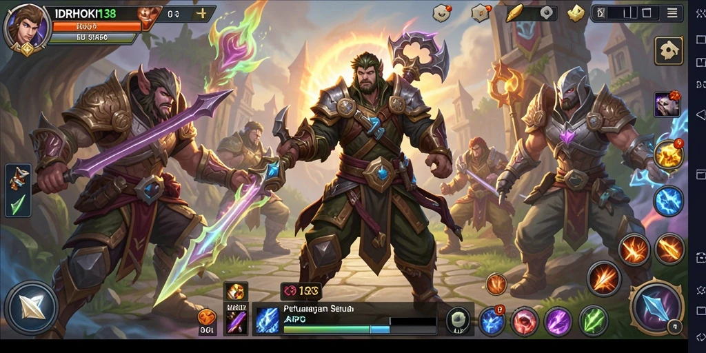 Tangkapan layar utama permainan ARPG IDRHOKI138 dengan aksi seru dan visual menakjubkan.