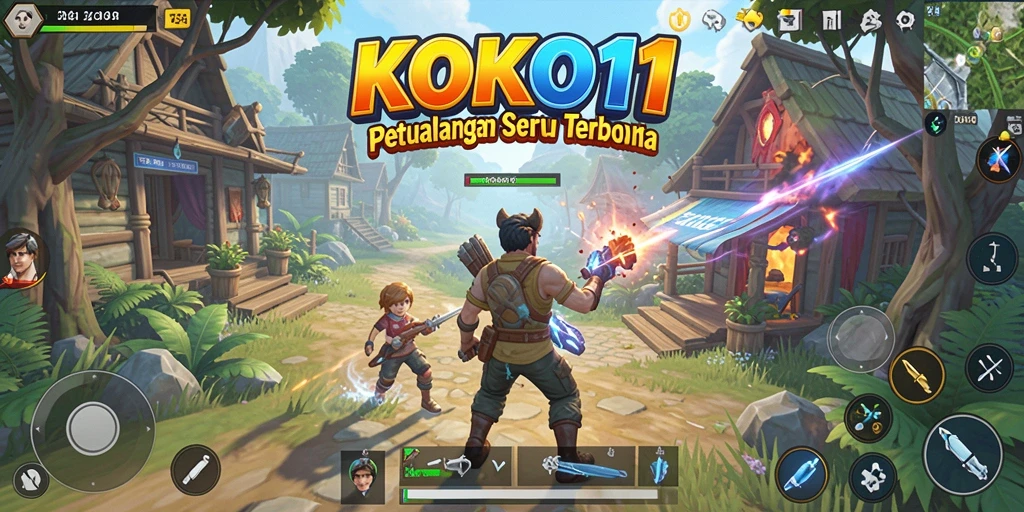 Screenshot gameplay KOKO11 menampilkan petualangan seru di dunia terbuka.