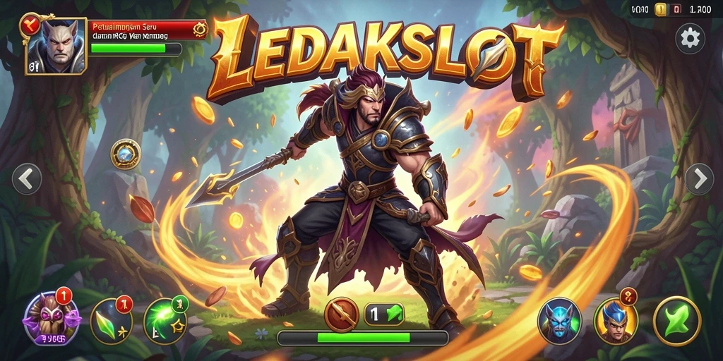 Screenshot gameplay LEDAKSLOT yang menampilkan pertarungan epik dan petualangan mendebarkan.