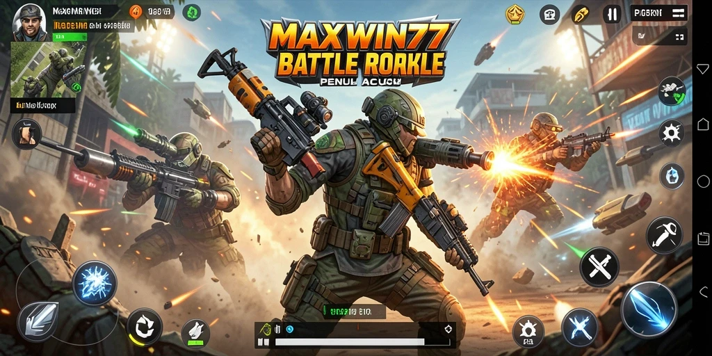 Tampilan mendebarkan dari gameplay Battle Royale MAXWIN77.