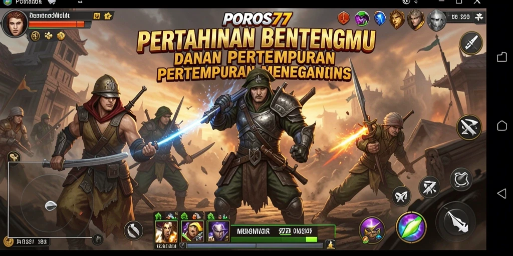 Screenshot utama POROS77 menampilkan aksi seru dari gameplay Tower Defense.