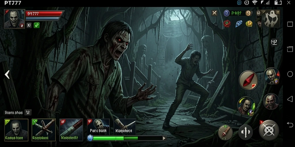 Tampilan gameplay PT777 yang penuh kengerian dan ketegangan.