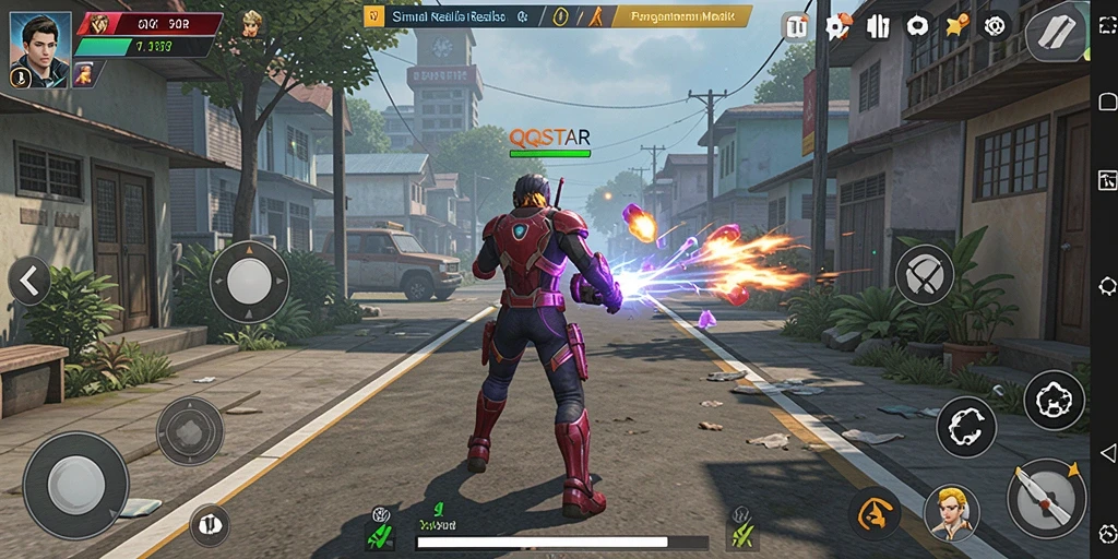Screenshot utama QQSTAR menampilkan gameplay simulasi yang mendalam dan interaktif.