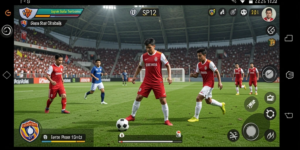 Tampilan gameplay menarik di lapangan sepak bola.