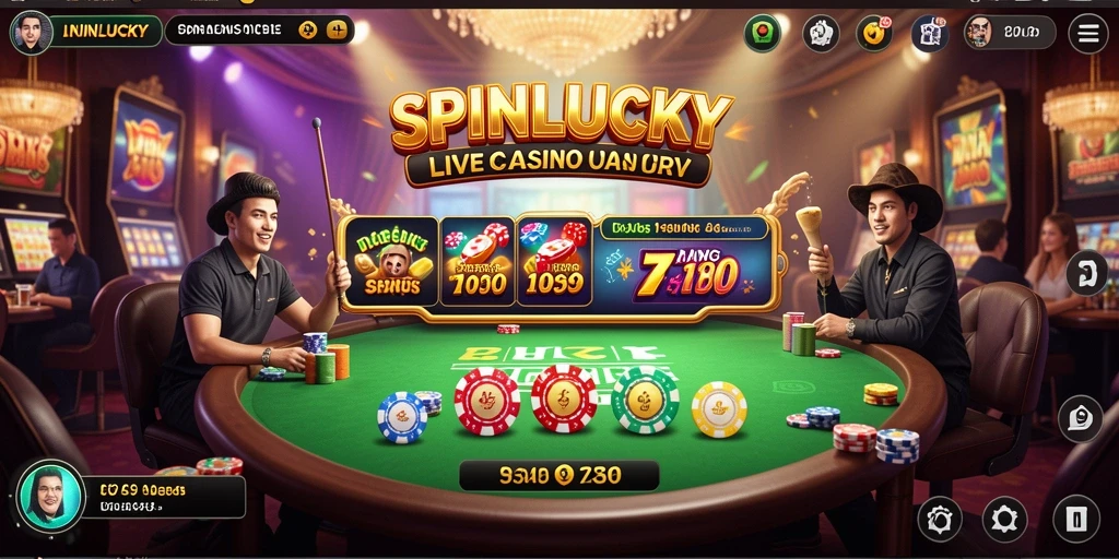Tampilan gameplay langsung SPINLUCKY yang menarik dan mendebarkan.