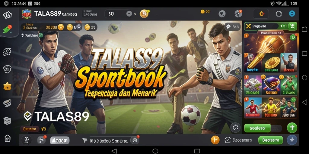 Tampilan menarik dari aplikasi TALAS89 yang menampilkan fitur Sportsbook.