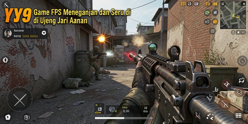 Screenshot gameplay Y89 yang menunjukkan aksi tembak-menembak yang intens.